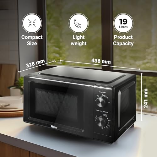 Haier 19 L Inverter Technology, Light Weight, Defrost, 5 Power Levels Solo Microwave Oven (HIL1901MBPB, Black) - Image 8