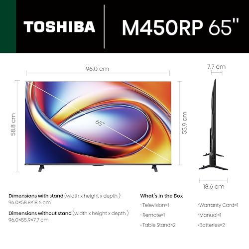 TOSHIBA 164 cm (65 inches) M450RP Series 4K Ultra HD Smart QLED TV 65M450RP (Black) - Image 8