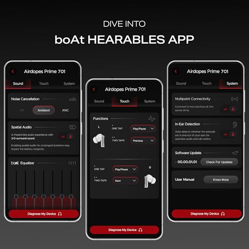 boAt Airdopes Prime 701 ANC (2025 Launch),46dB Hybrid ANC, 50Hr Battery, Real Spatial Audio,Multidevice Connect,App Support, Bluetooth Earbuds, TWS Ear Buds Wireless Earphones with mic (Titanium Blue) - Image 4