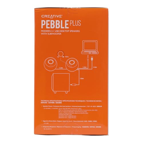 Creative Pebble Plus 2.1 USB-Powered Desktop Speakers with Powerful Down-Firing Subwoofer and Far-Field Drivers, 8W RMS with 16W Peak Power for Computer PCs and Laptops (Black) - Image 4