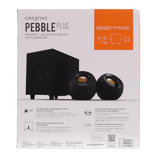 Creative Pebble Plus 2.1 USB-Powered Desktop Speakers with Powerful Down-Firing Subwoofer and Far-Field Drivers, 8W RMS with 16W Peak Power for Computer PCs and Laptops (Black) - Image 5
