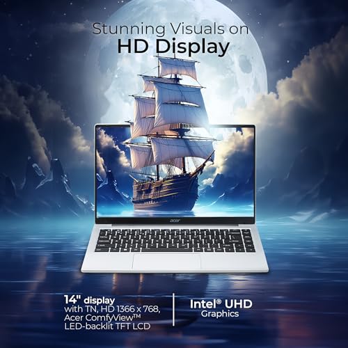 Acer Aspire 3, Intel Core Celeron N4500, 12GB LPDDR4 RAM, 512GB SSD, HD, 14"/35.56cm, Windows 11 Home, Silver, 1.3KG, A324-45, Thin and Light Laptop - Image 7