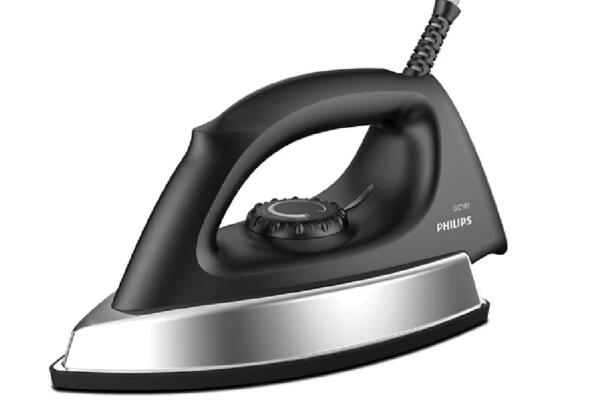 PHILIPS Stainless_Steel Heavyweight Dry Iron Gc181/8-1000 Watts Power, Black Non-Stick Soleplate, Ergonomic Grip