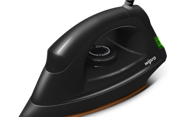 Wipro GD208 Automatic Electric Dry Iron 1200 Watt With Large LED Indicator | Large Soleplate|Anti Bacterial German Weilburger Double Coated Soleplate | Quick Heat Up - 1200 Watts, Black