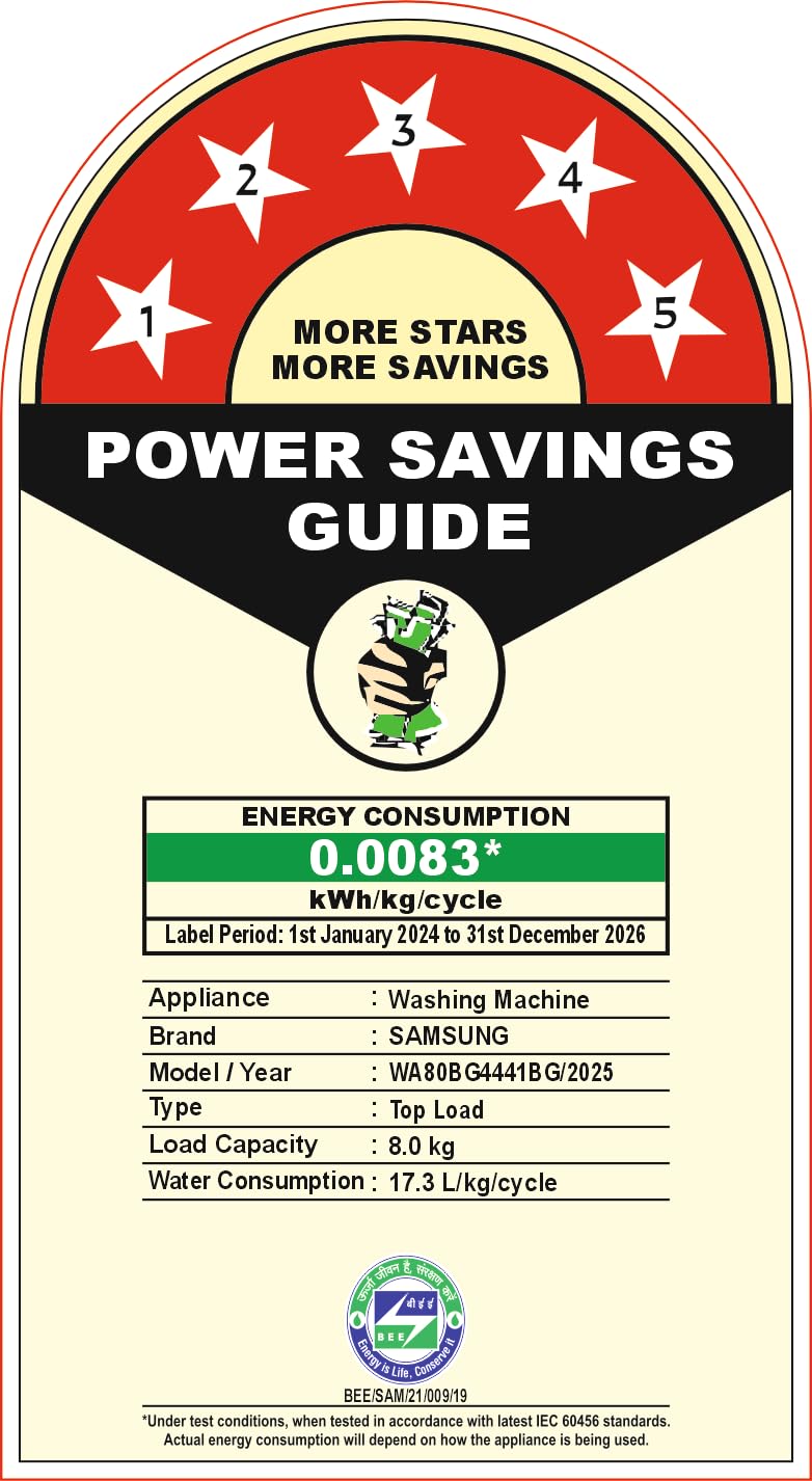 Samsung 8 kg, 5 star, Eco Bubble Tech, Digital Inverter Motor, Soft Closing Door, Fully-Automatic Top Load Washing Machine (WA80BG4441BGTL, Light Gray) - Image 9