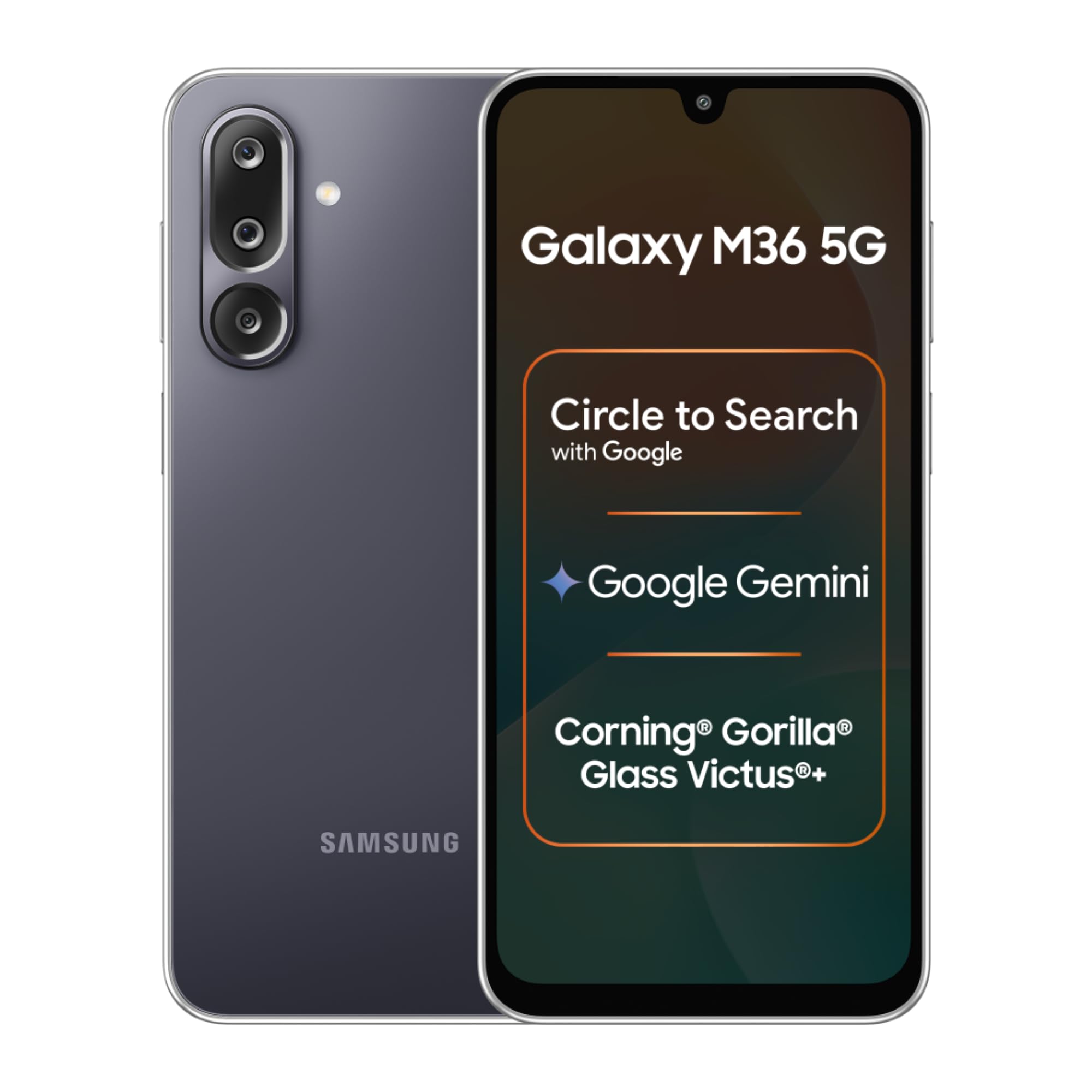 Samsung Galaxy M36 5G (Velvet Black, 8 GB RAM, 256 GB Storage)| Circle to Search| Google Gemini| Corning Gorilla Glass Victus+| 7.7mm Slim| AI Enhanced 50 MP OIS Triple Camera| Unmatched Nightography