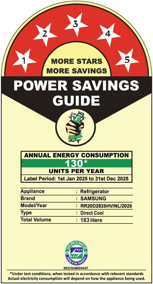 Samsung 183 L, 5 Star, Digital Inverter, Direct-Cool Single Door Refrigerator (RR20D2825HV/NL, Himalaya Poppy Blue, Base Stand Drawer) - Image 2