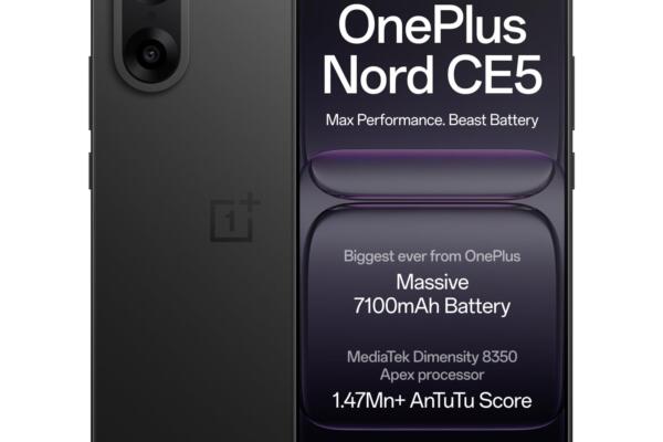 OnePlus Nord CE5 | Massive 7100mAh Battery | MediaTek Dimensity 8350 Apex | Powered by OnePlus AI | 8GB + 128GB | Black Infinity