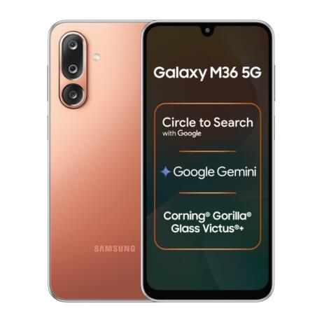 Samsung Galaxy M36 5G (Orange Haze, 8 GB RAM, 128 GB Storage)| Circle to Search| Google Gemini| Corning Gorilla Glass Victus+| 7.7mm Slim| AI Enhanced 50 MP OIS Triple Camera| Unmatched Nightography