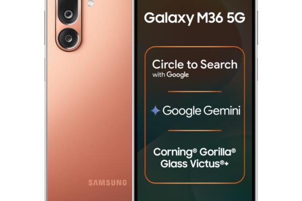 Samsung Galaxy M36 5G (Orange Haze, 8 GB RAM, 128 GB Storage)| Circle to Search| Google Gemini| Corning Gorilla Glass Victus+| 7.7mm Slim| AI Enhanced 50 MP OIS Triple Camera| Unmatched Nightography