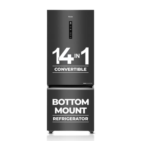 Haier 325 L 3 Star Frost Free Bottom Mount Double Door Refrigerator|Convertible 14-in-1|Jhukna Mat-Bottom Freezer|Digital Display Panel|Triple Inverter|Twist Ice Maker (HEB-333GB-P, Graphite Black)