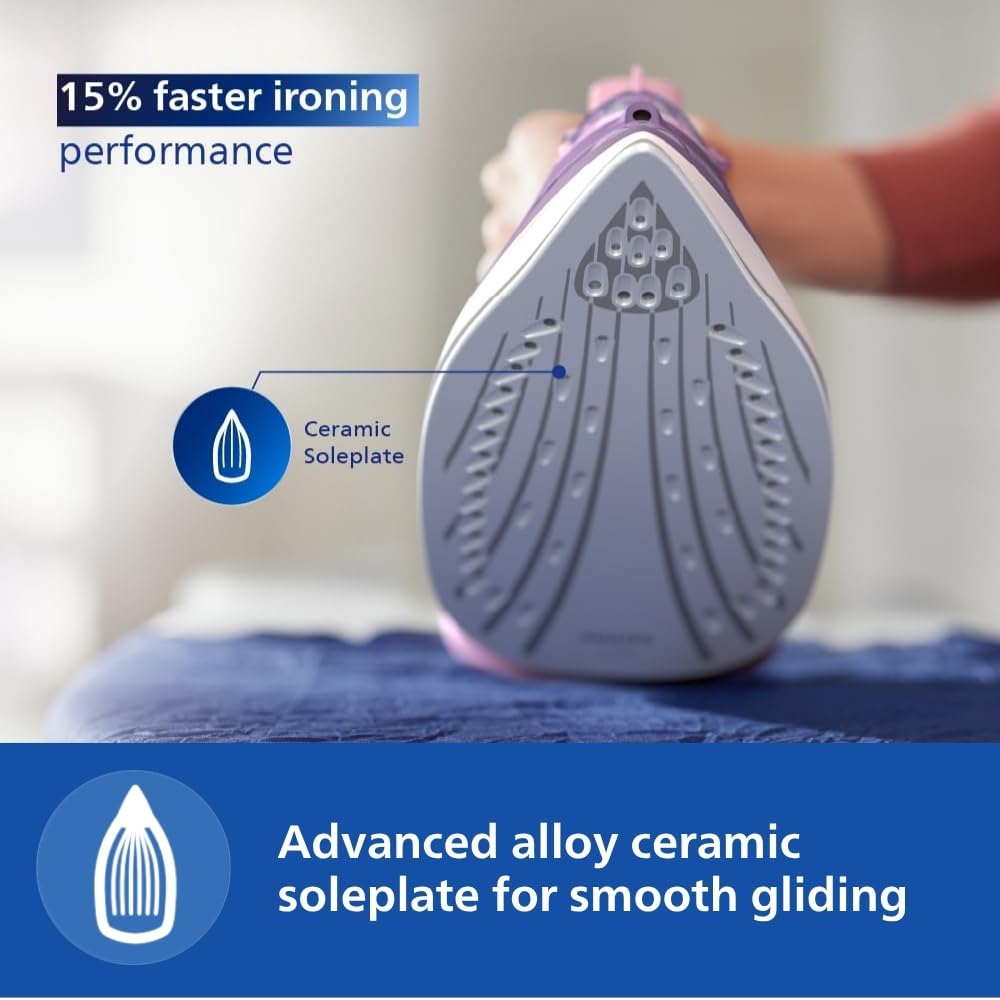 Philips Speed Pro DST3020/30 Steam iron 2200 W - World's No 1 Ironing brand, 35 gm/min Steam with 160 gm Steam Boost, Ceramic Soleplate, Drip Stop technology & 300 ml Water tank - Image 5