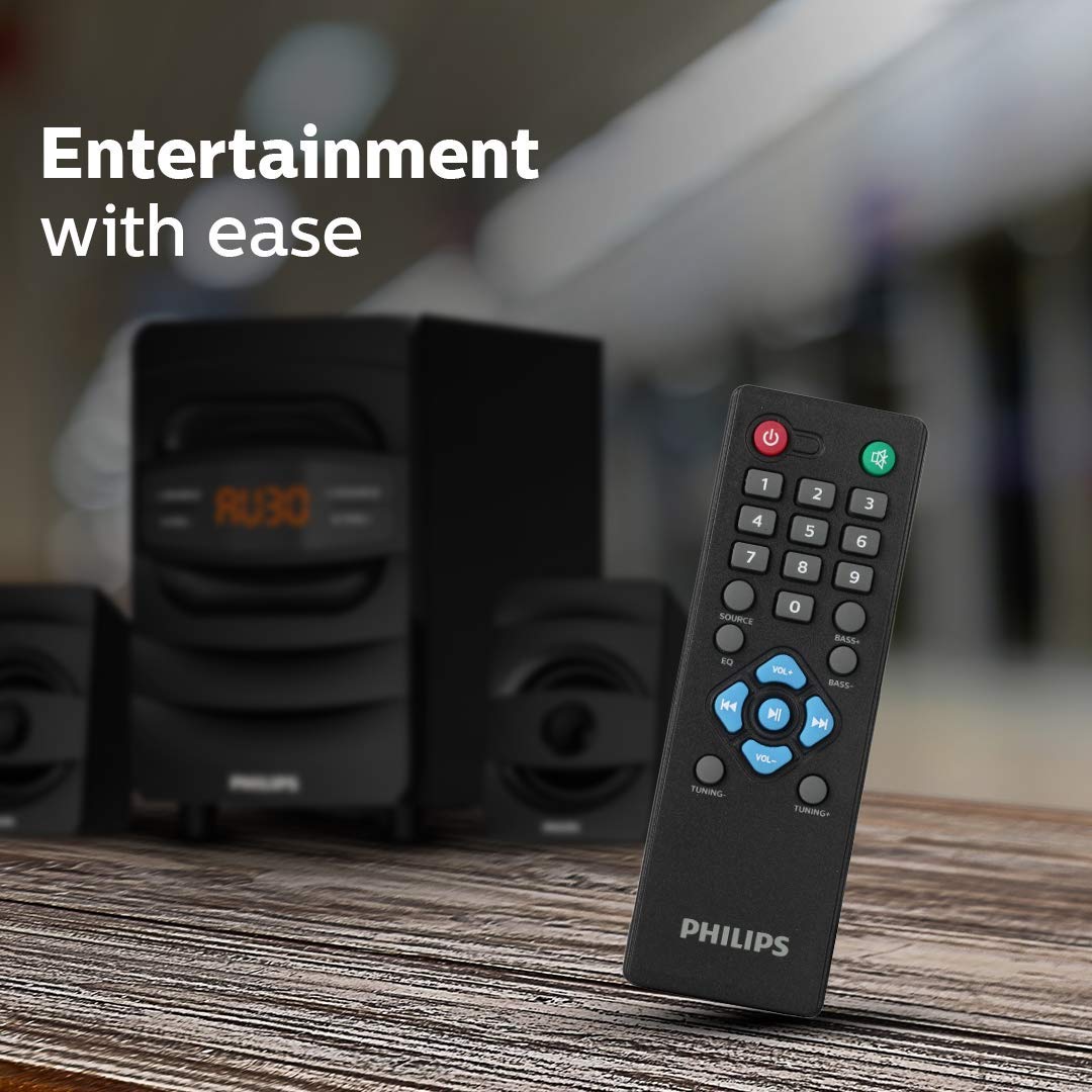 PHILIPS Audio MMS2625B 2.1 Channel, 31 W, Bluetooth Connectivity, Wired Multimedia Computer Speaker, FM, USB, Audio in Speakers, 15mm Subwoofer, Wide Compatibility - MP3 Player, TV, PC (Black) - Image 3