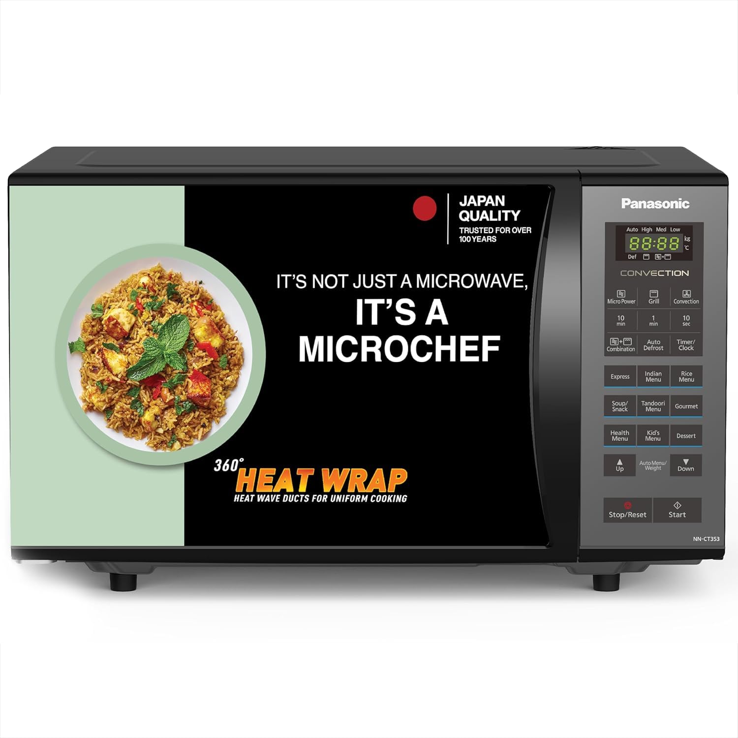 Panasonic 23L Convection Microwave Oven(NN-CT353BFDG,Black Mirror, 360° Heat Wrap, Magic Grill)