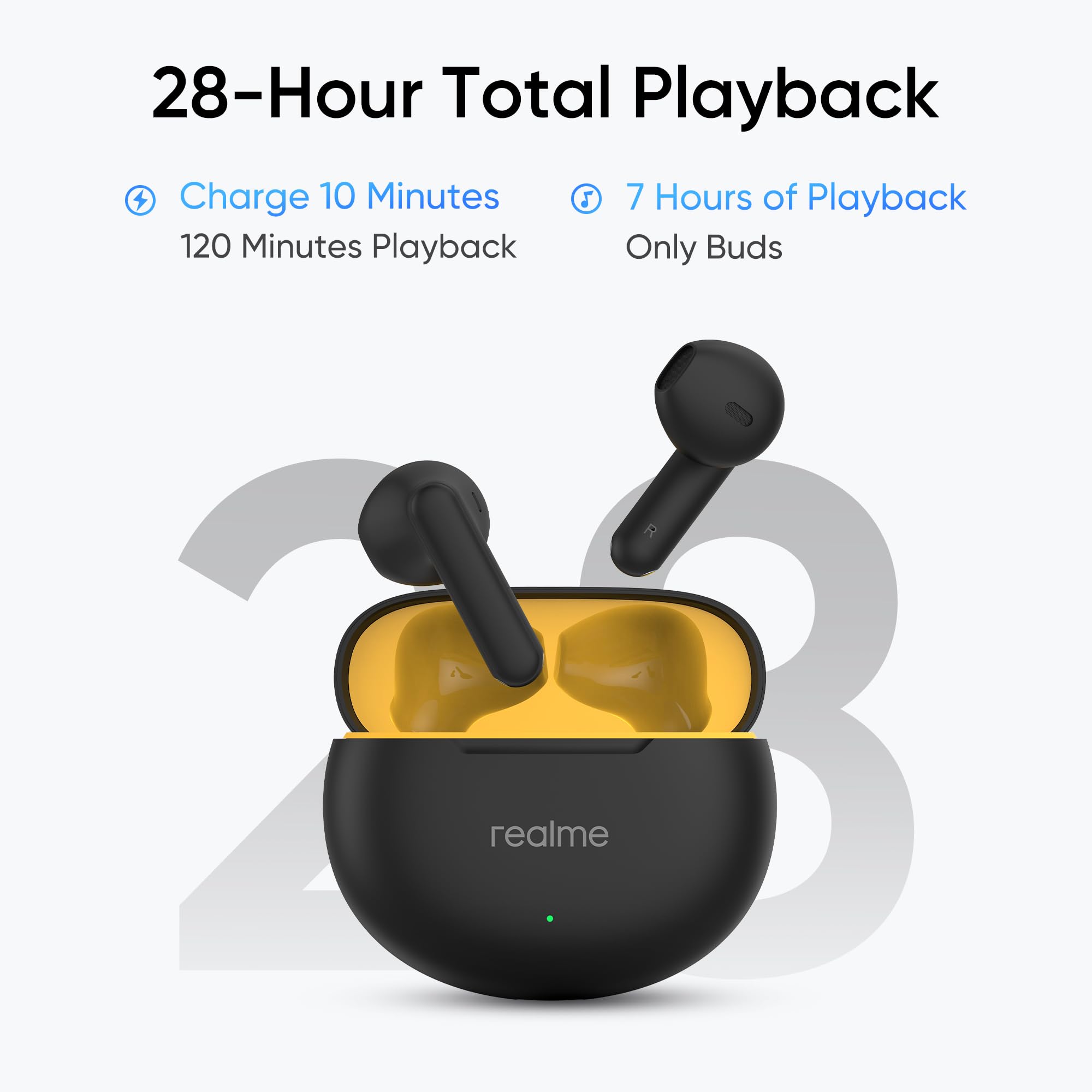 realme Buds T01 Truly Wireless in Ear Earbuds with AI ENC for Calls, 13mm Dynamic Driver, Upto 28Hrs Battery,88mm Latency,Bluetooth V5.4 & Google Fast Pair (Black) - Image 5