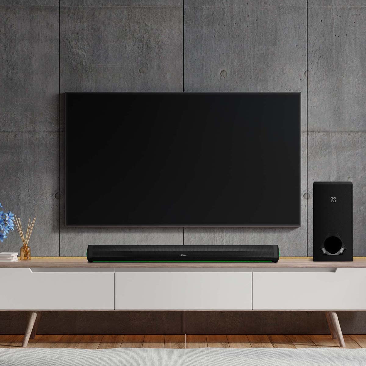 GOVO GOSURROUND 900 | 200W Soundbar | 2.1 Channel Home Theatre | Deep Bass from 6.5” Subwoofer | BT v5.3, HDMI, AUX, USB Connectivity | 4 EQ Modes | Sleek Remote & LED Lights+Display (Platinum Black) - Image 2