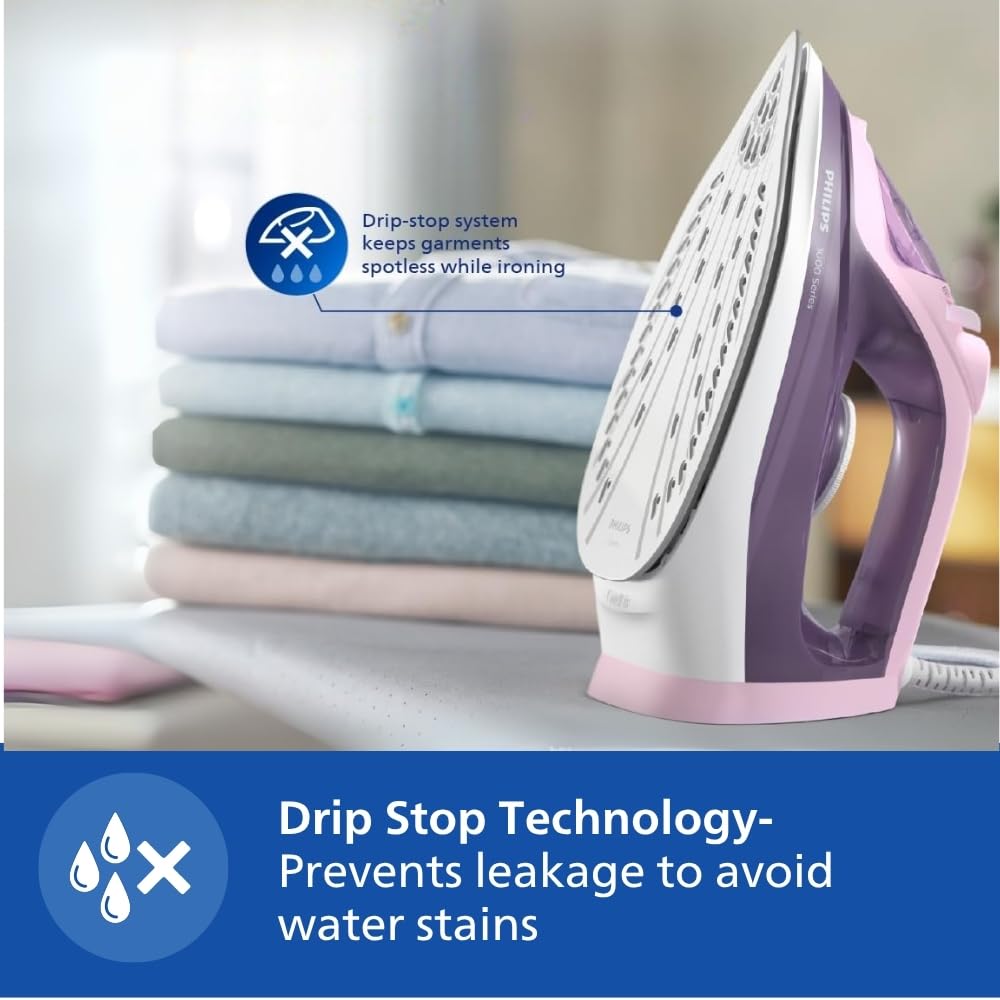 Philips Speed Pro DST3020/30 Steam iron 2200 W - World's No 1 Ironing brand, 35 gm/min Steam with 160 gm Steam Boost, Ceramic Soleplate, Drip Stop technology & 300 ml Water tank - Image 4