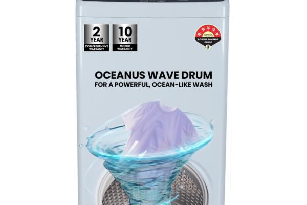 Haier 6 kg 5 Star Oceanus Wave Drum Washing Machine Fully Automatic Top Load (HWM60-AE, Moonlight Silver)