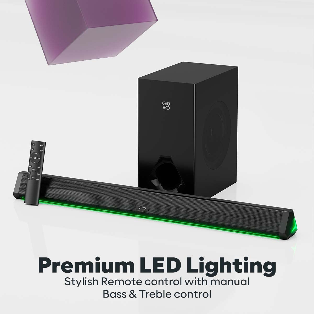 GOVO GOSURROUND 900 | 200W Soundbar | 2.1 Channel Home Theatre | Deep Bass from 6.5” Subwoofer | BT v5.3, HDMI, AUX, USB Connectivity | 4 EQ Modes | Sleek Remote & LED Lights+Display (Platinum Black) - Image 4