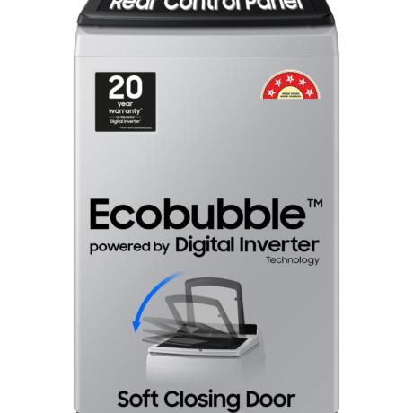 Samsung 8 kg, 5 star, Eco Bubble Tech, Digital Inverter Motor, Soft Closing Door, Fully-Automatic Top Load Washing Machine (WA80BG4441BGTL, Light Gray)