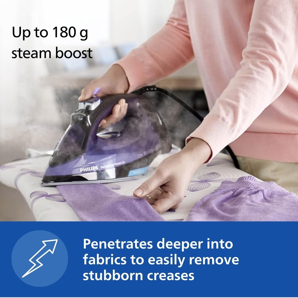 PHILIPS Plastic Perfect Care Power Life Steam Iron Gc3925/34,2400 Watts Up To 45 G/Min Steam Output,Optitemp Technology,Steam Glide Plus Soleplate,Drip-Stop And Shut-Off With No-Burns Guaranteed - Image 2