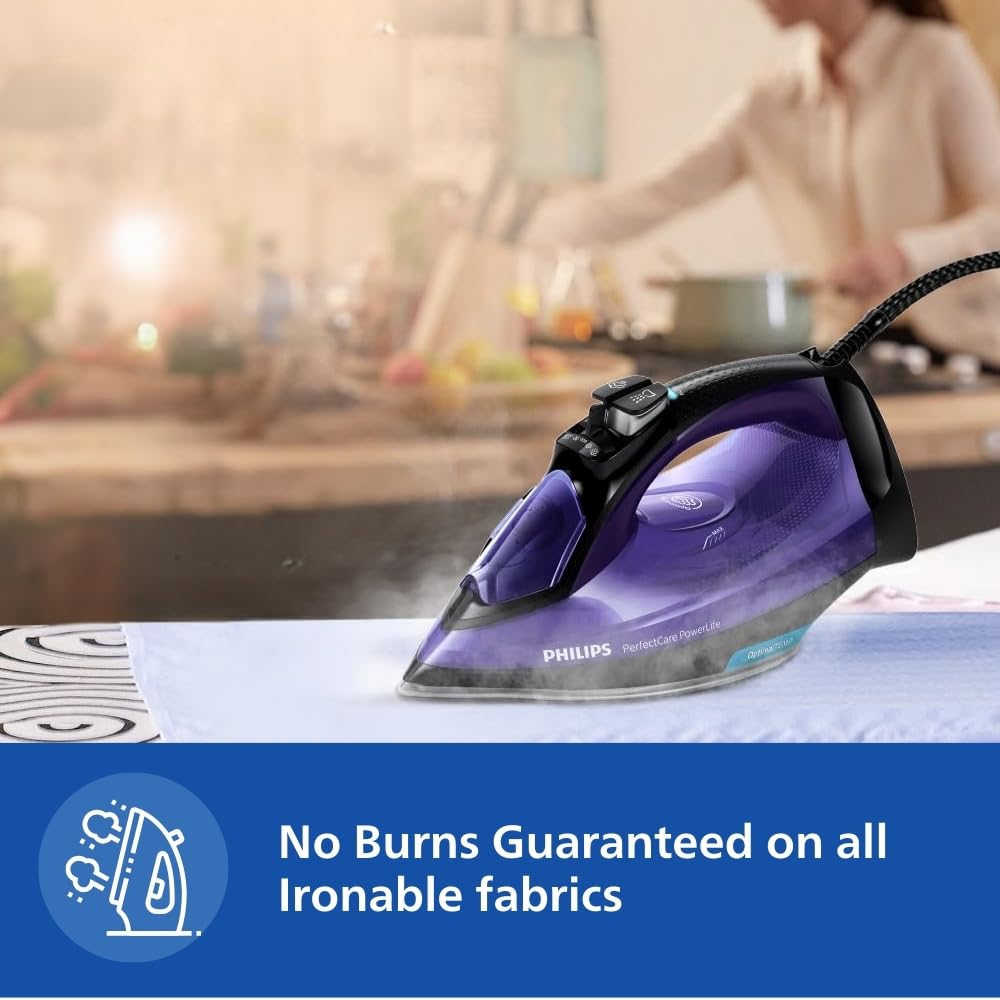 PHILIPS Plastic Perfect Care Power Life Steam Iron Gc3925/34,2400 Watts Up To 45 G/Min Steam Output,Optitemp Technology,Steam Glide Plus Soleplate,Drip-Stop And Shut-Off With No-Burns Guaranteed - Image 5