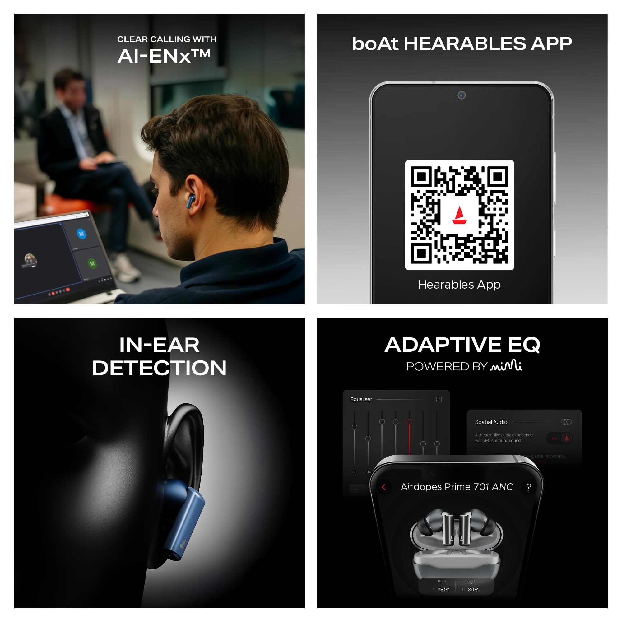 boAt Airdopes Prime 701 ANC (2025 Launch),46dB Hybrid ANC, 50Hr Battery, Real Spatial Audio,Multidevice Connect,App Support, Bluetooth Earbuds, TWS Ear Buds Wireless Earphones with mic (Titanium Blue) - Image 12