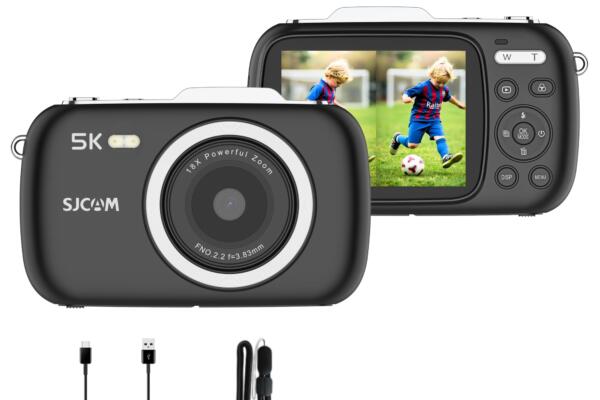 SJCAM ZV100 5K 80MP Digital Camera | 18X Digital Zoom with 5 Preset Modes, 750mAh Digital Point and Shoot Camera for Vlogging Beginners (Black)