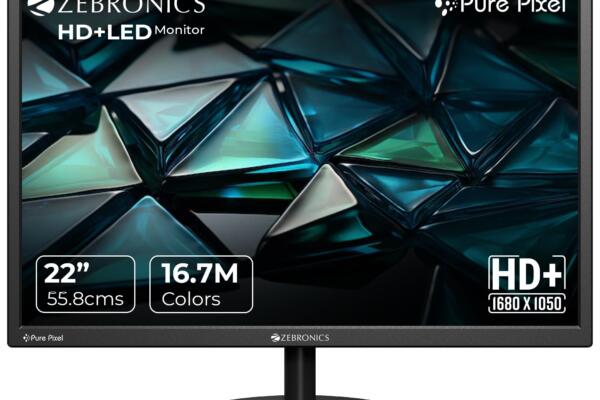 ZEBRONICS V22HD+LED, 22 Inch (55.8cm) LED Monitor, Dual HDMI & VGA Input, HD+1680 x 1050, 220nits Brightness, 5000000:1 Dynamic Contrast Ratio, 16.7M Colors,16:10 Aspect Ratio, Wall Mountable