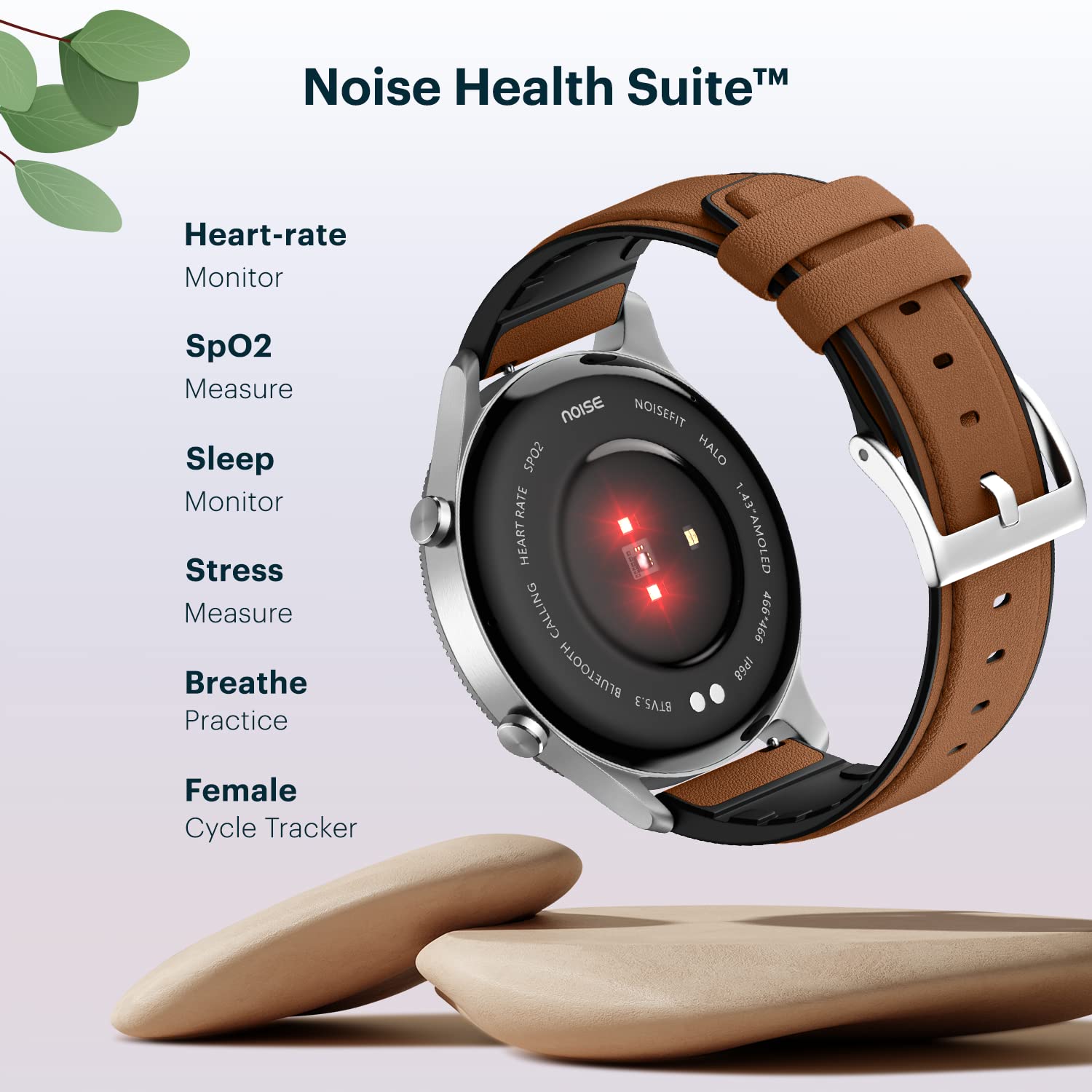 NoiseFit Halo 1.43" AMOLED Display, Bluetooth Calling Round Dial Smart Watch, Premium Metallic Build, Always on Display, Smart Gesture Control, 100 Sports Modes (Vintage Brown) - Image 3