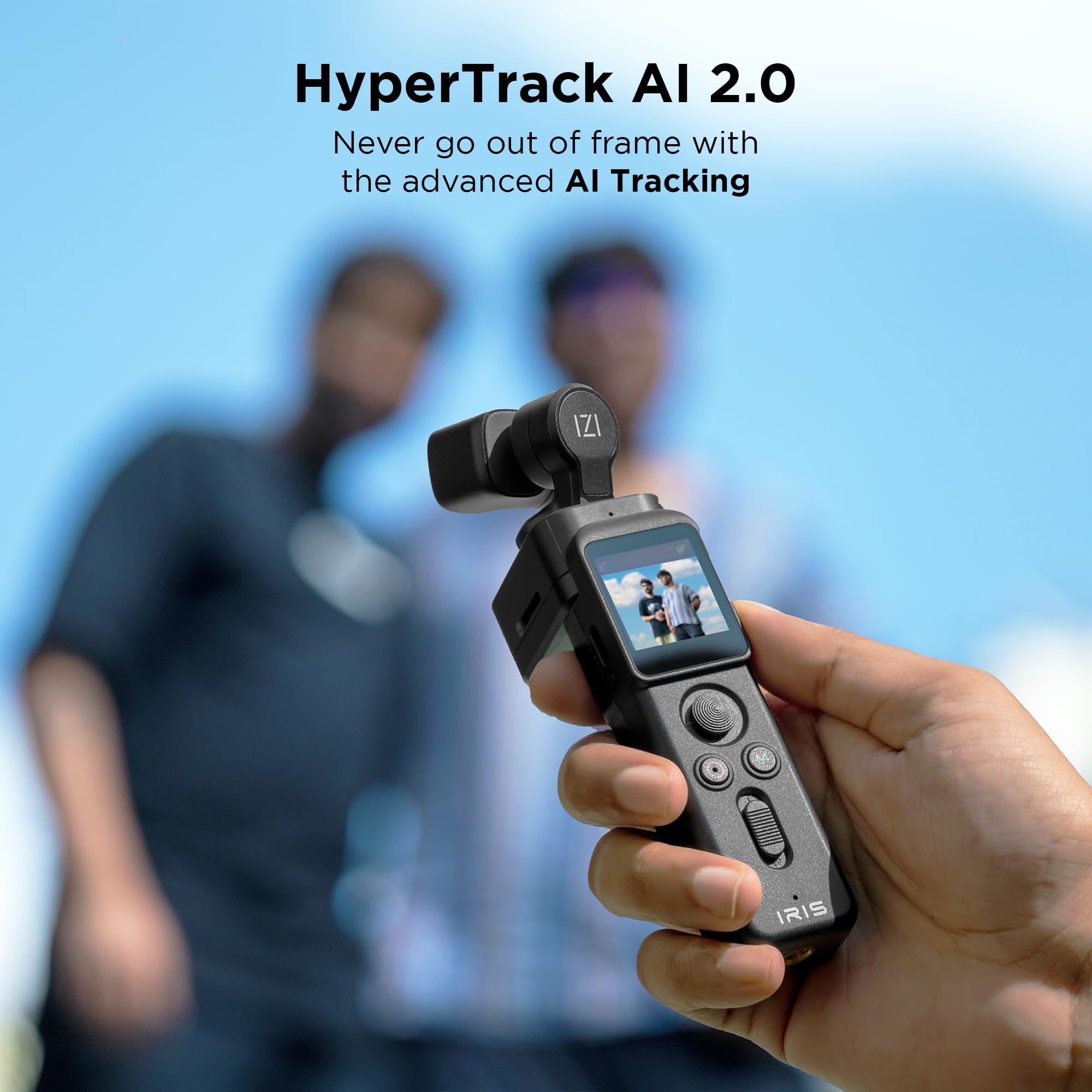 IZI IRIS Pocket 4K Vlogging Camera - with Dual AMOLED Display 1/1.3" CMOS Sensor, 3-Axis Gimbal Stabilizer, AI Tracking, 512GB Support, 160-Min Battery, Best Video Camera for Youtubers & Instagram - Image 3