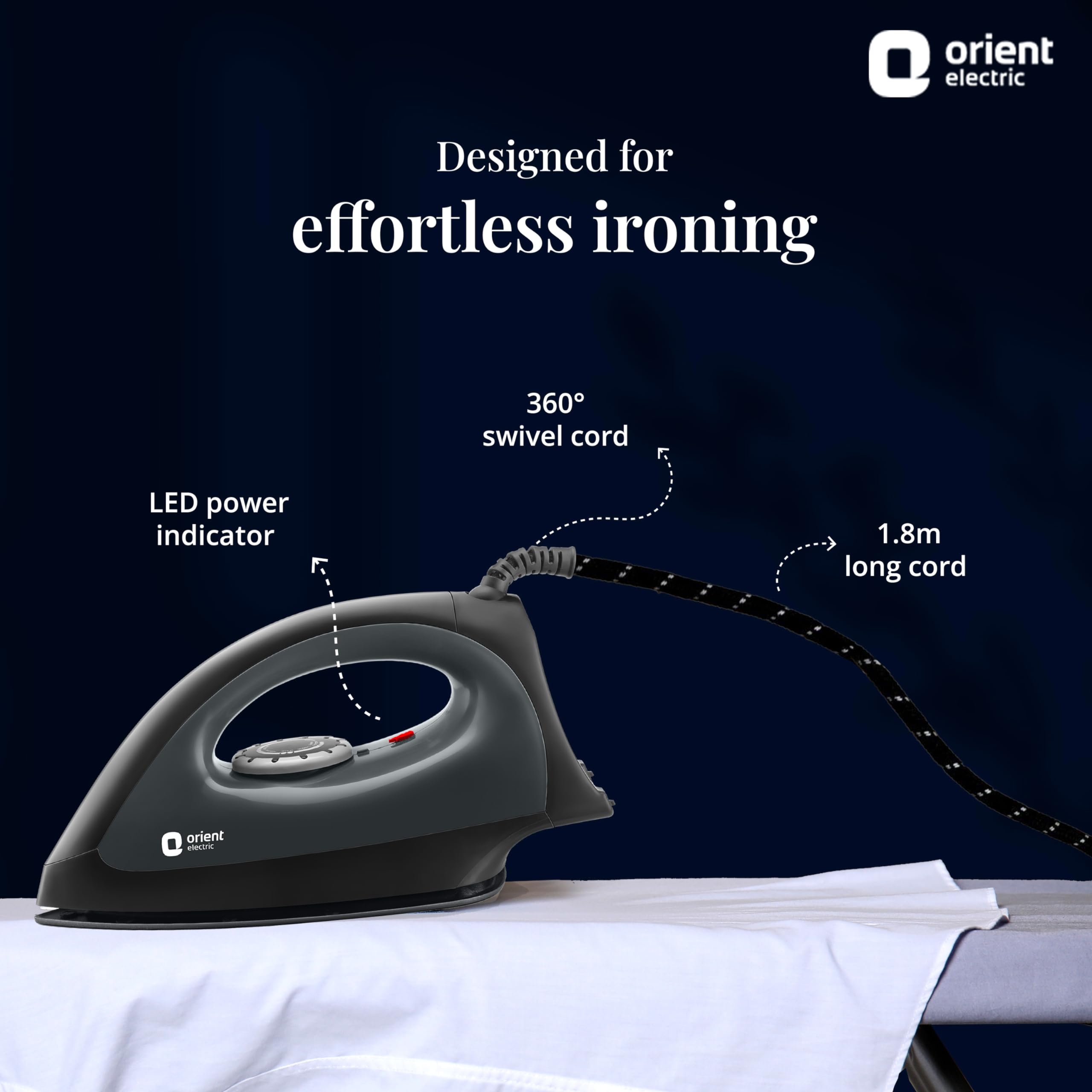 Orient electric Gusto Heavy Weight Iron for Clothes | 1100 Power | Cool Touch Plastic Body | with Wielburger Non-Stick Coating| 2 Years Replacement Warranty - Image 4