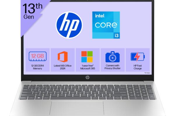 HP 15, 13th Gen Intel Core i3-1315U (12GB DDR4, 512GB SSD) FHD, Anti-Glare, Micro-Edge, 15.6''/39.6cm, Win11, M365 Basic(1yr)* Office24, Silver, 1.59kg, fd0573TU, FHD Camera w/Shutter Laptop