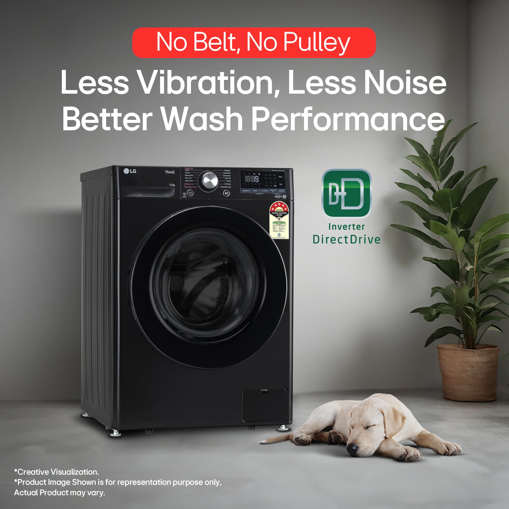 LG 12 Kg, 5 Star, AI Direct Drive Technology, Wi-Fi, Steam Fully Automatic Front Load Washing Machine (FHP1412Z5O, Intelligent & Convenient Fabric Care, Allergy Care, Remote Control, Onyx Black) - Image 8