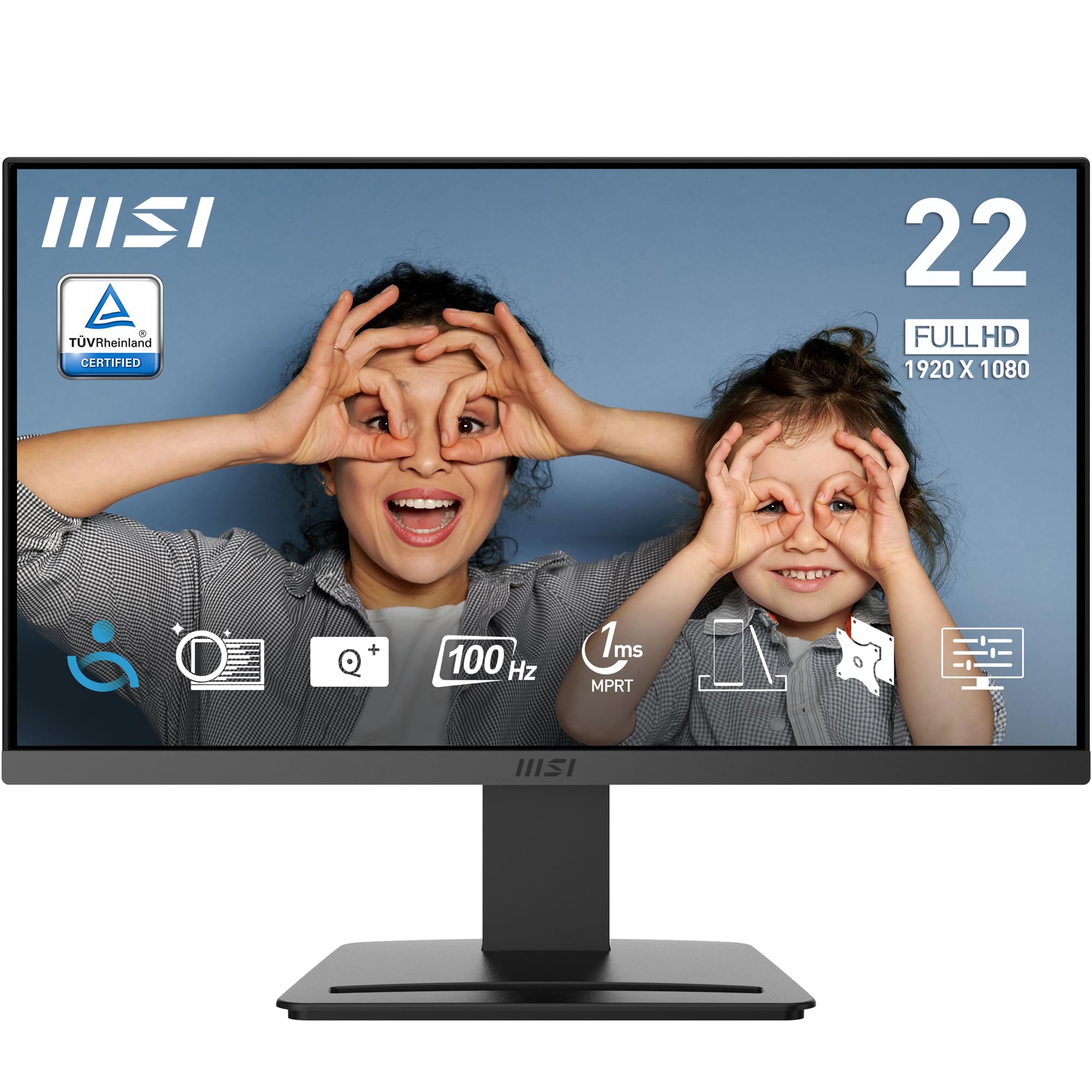 MSI PRO MP223 E2, 21.45 Inch (54.48 cm), Full HD 1920 x 1080, 100Hz, Black, Eye-Friendly Screen, Tilt-Adjustable, HDMI 1.4b, DisplayPort 1.2a Monitor