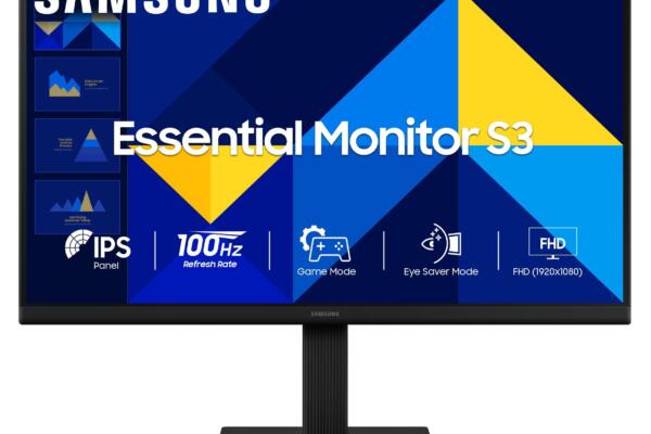Samsung 24" (60.5 cm) S3 Flat Monitor|Super Slim Borderless Design|IPS Panel|FHD 1920 x 1080|100 Hz|5 ms|Ports-HDMI,VGA|Game Mode|Eye Saver Mode||Wall Mountable|LS24D300GAWXXL|Black
