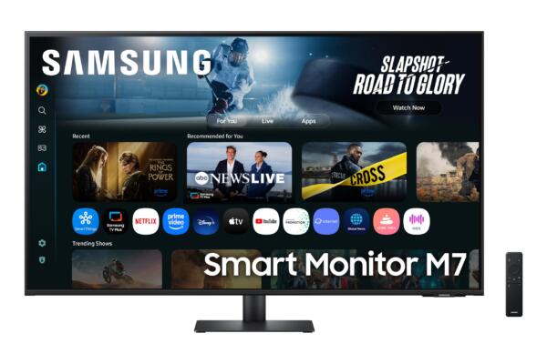 Samsung 43"(1.08m) 4K M7 Vision AI Smart Monitor|UHD 3840 x 2160|Smart TV Experience with AI|Type-C|Apple AirPlay|Gaming Bar|Remote|Speakers|Wi-Fi|Bluetooth|AI Picture & Sound|LS43FM700UWXXL|Black
