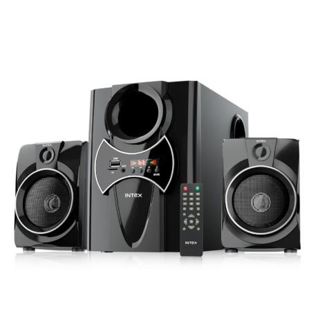 Intex Speaker 2.1 Bluetooth Home Theater System with Powerful Bass, 55W Multimedia Speaker with FM, USB, AUX and Remote Control, Ideal for TV, PC and Mobile (2100 PRO FMUB)