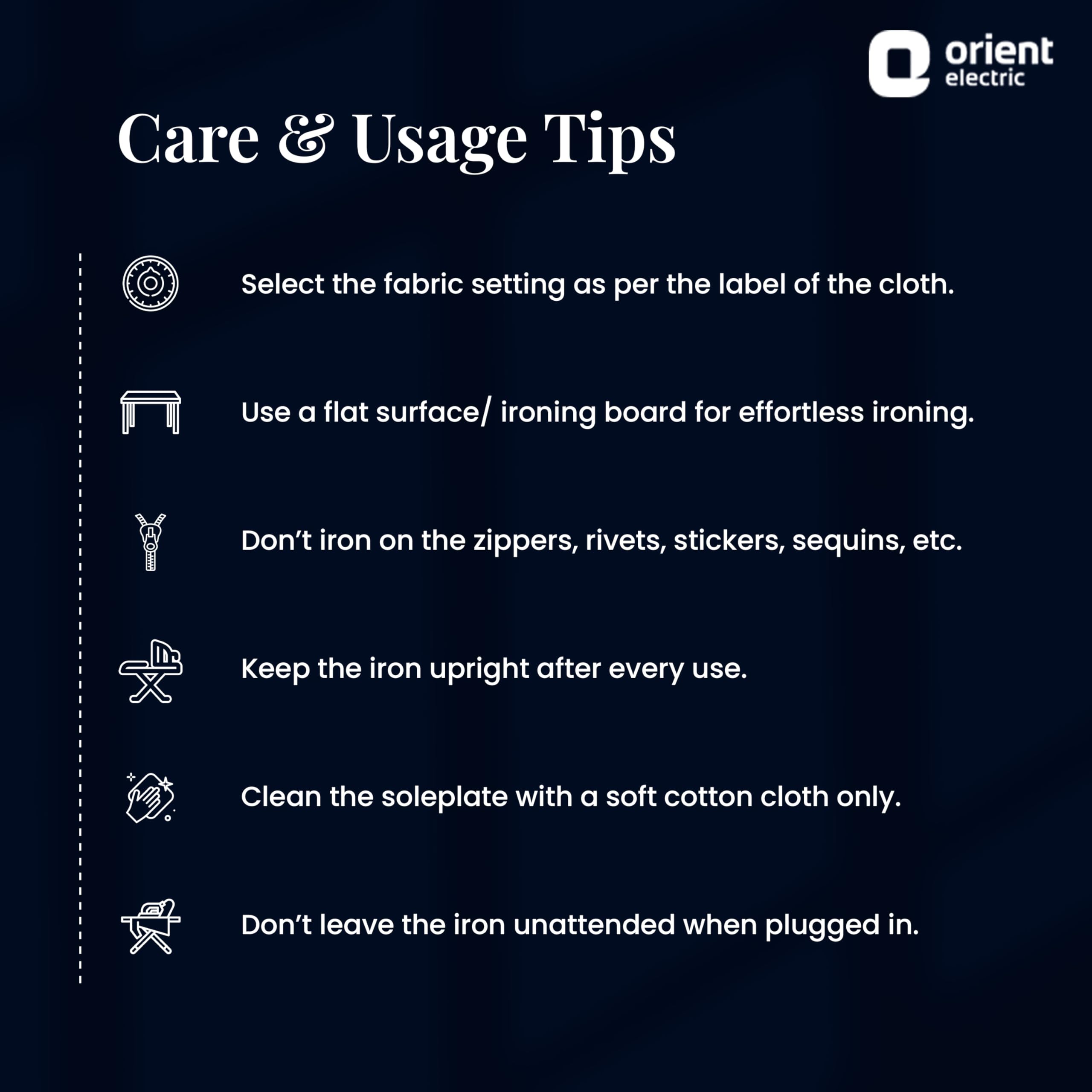 Orient electric Gusto Heavy Weight Iron for Clothes | 1100 Power | Cool Touch Plastic Body | with Wielburger Non-Stick Coating| 2 Years Replacement Warranty - Image 2