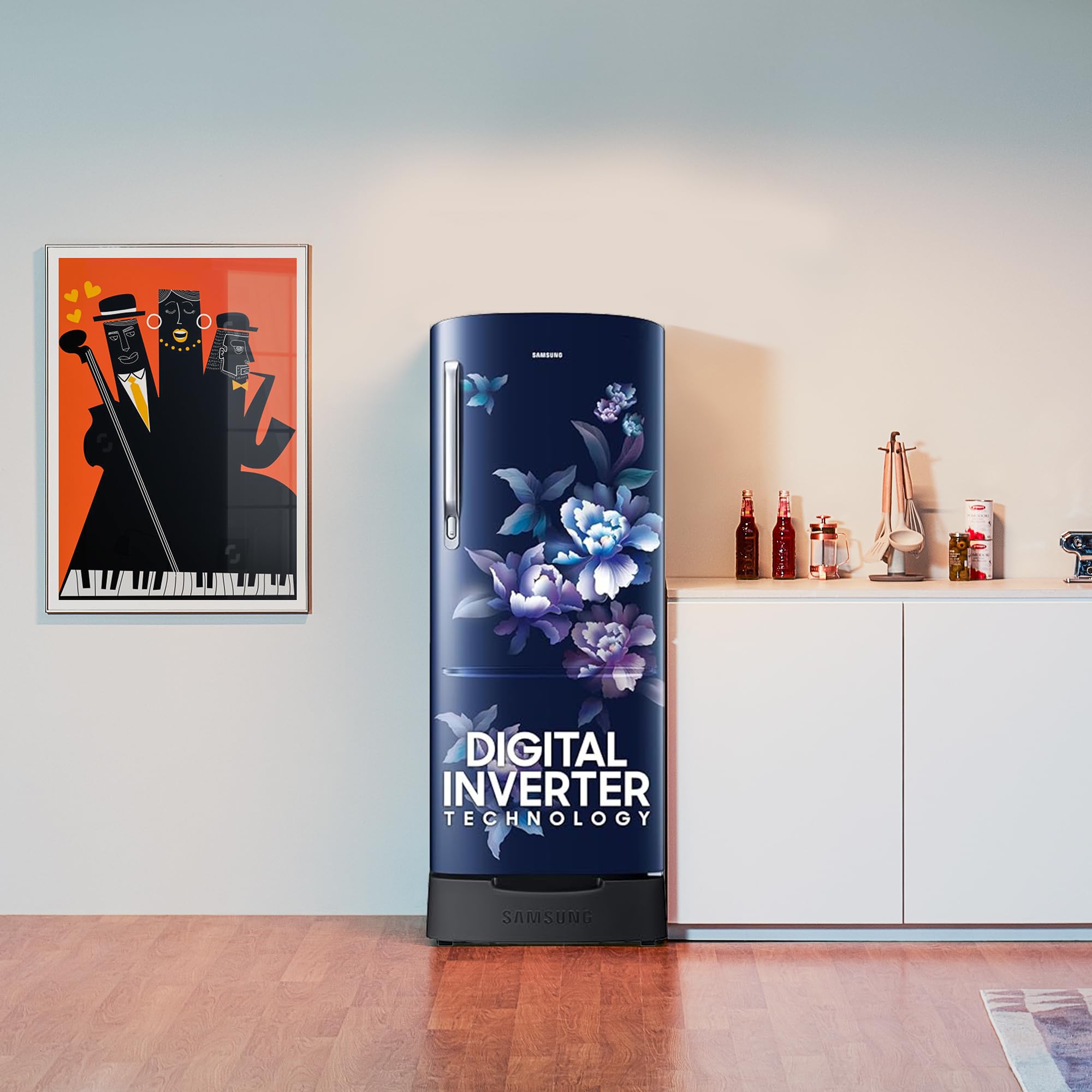 Samsung 183 L, 4 Star, Digital Inverter, Direct-Cool Single Door Refrigerator (RR20C1824HV/HL, Himalaya poppy Blue, Base Stand Drawer) - Image 8