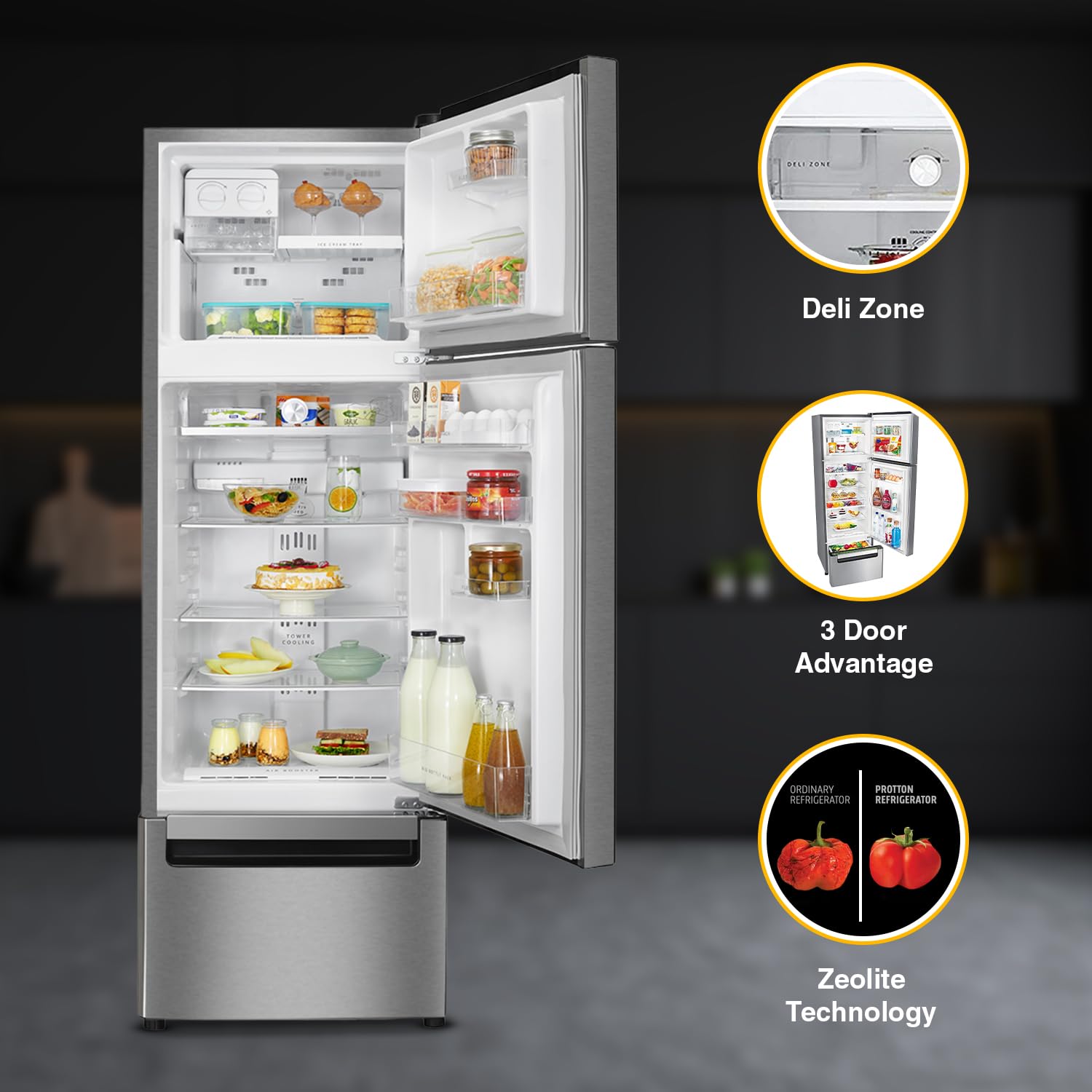 Whirlpool 270 L (Gross Capacity 300L) Frost Free Triple-Door Refrigerator (FP 313D PROTTON ROY ALPHA STEEL (Z) - Image 4