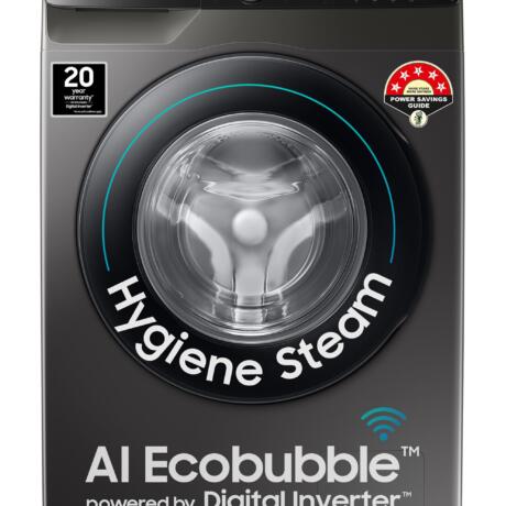 Samsung 8 kg, 5 star, Eco Bubble Technology, AI Control, Wi-Fi, Digital Inverter, Motor, Fully-Automatic Front Load Washing Machine (WW80T504DAX1TL, Hygiene Steam, Inox)