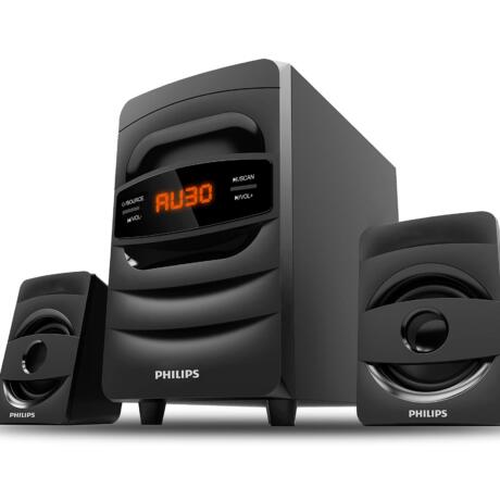 PHILIPS Audio MMS2625B 2.1 Channel, 31 W, Bluetooth Connectivity, Wired Multimedia Computer Speaker, FM, USB, Audio in Speakers, 15mm Subwoofer, Wide Compatibility - MP3 Player, TV, PC (Black)