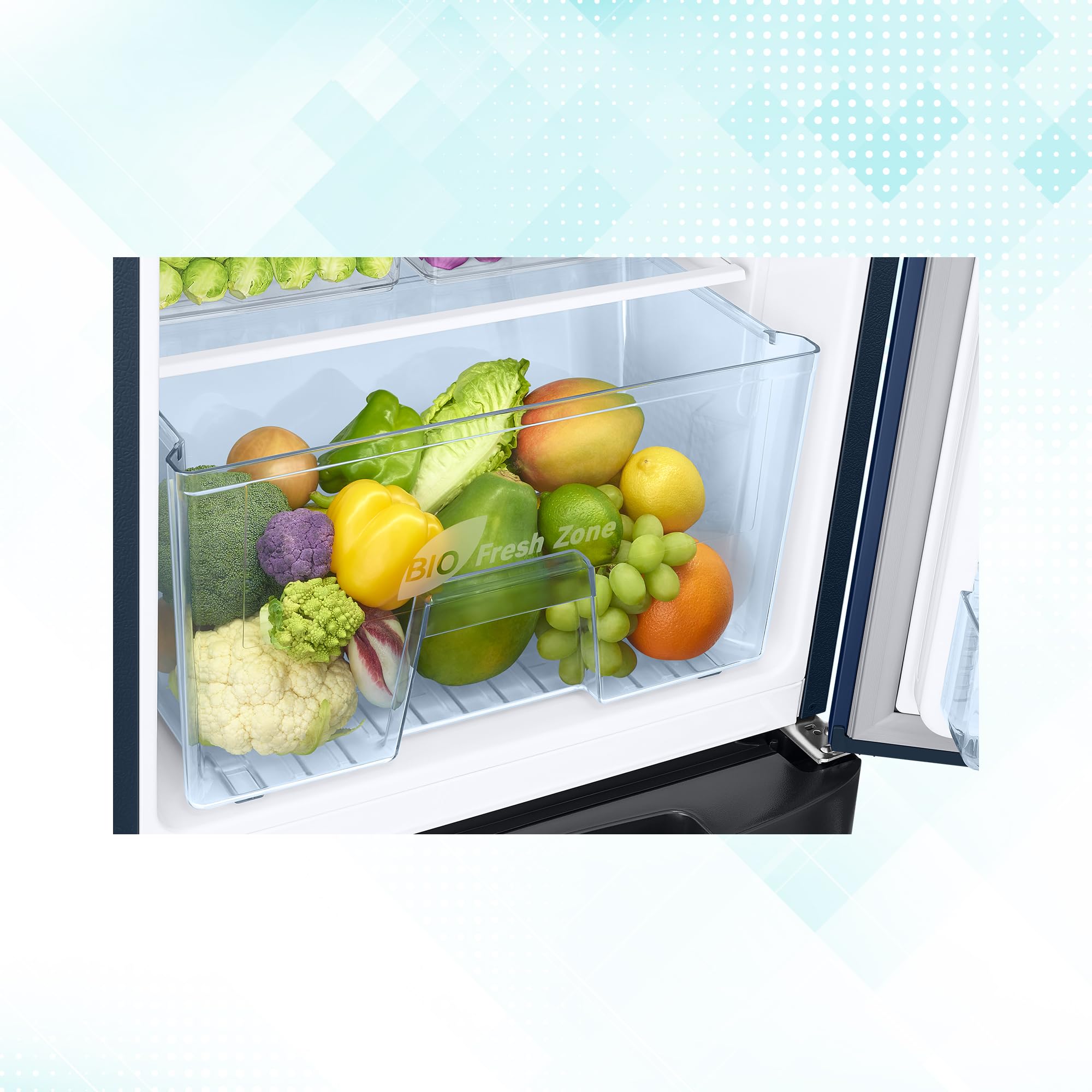 Samsung 183 L, 4 Star, Digital Inverter, Direct-Cool Single Door Refrigerator (RR20C1824HV/HL, Himalaya poppy Blue, Base Stand Drawer) - Image 3