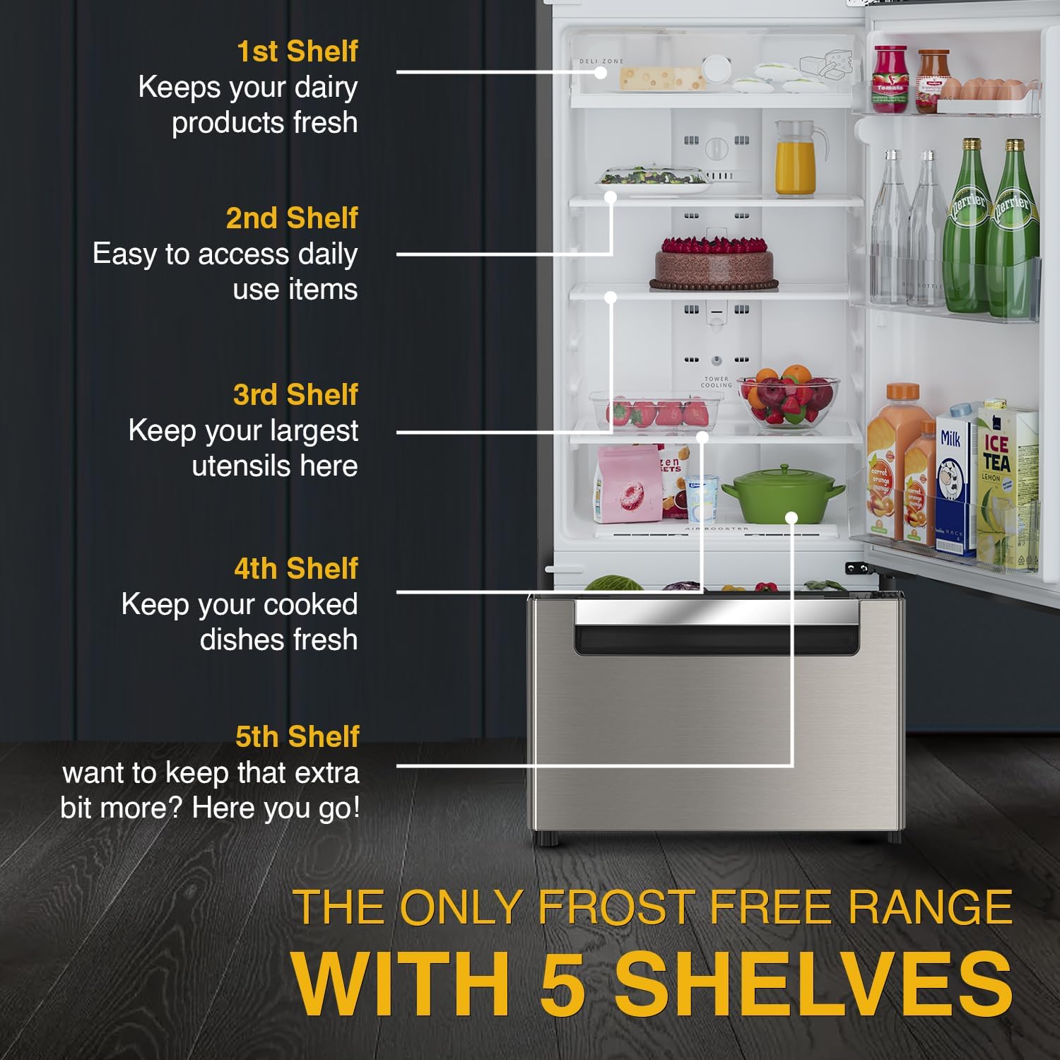 Whirlpool 270 L (Gross Capacity 300L) Frost Free Triple-Door Refrigerator (FP 313D PROTTON ROY ALPHA STEEL (Z) - Image 3