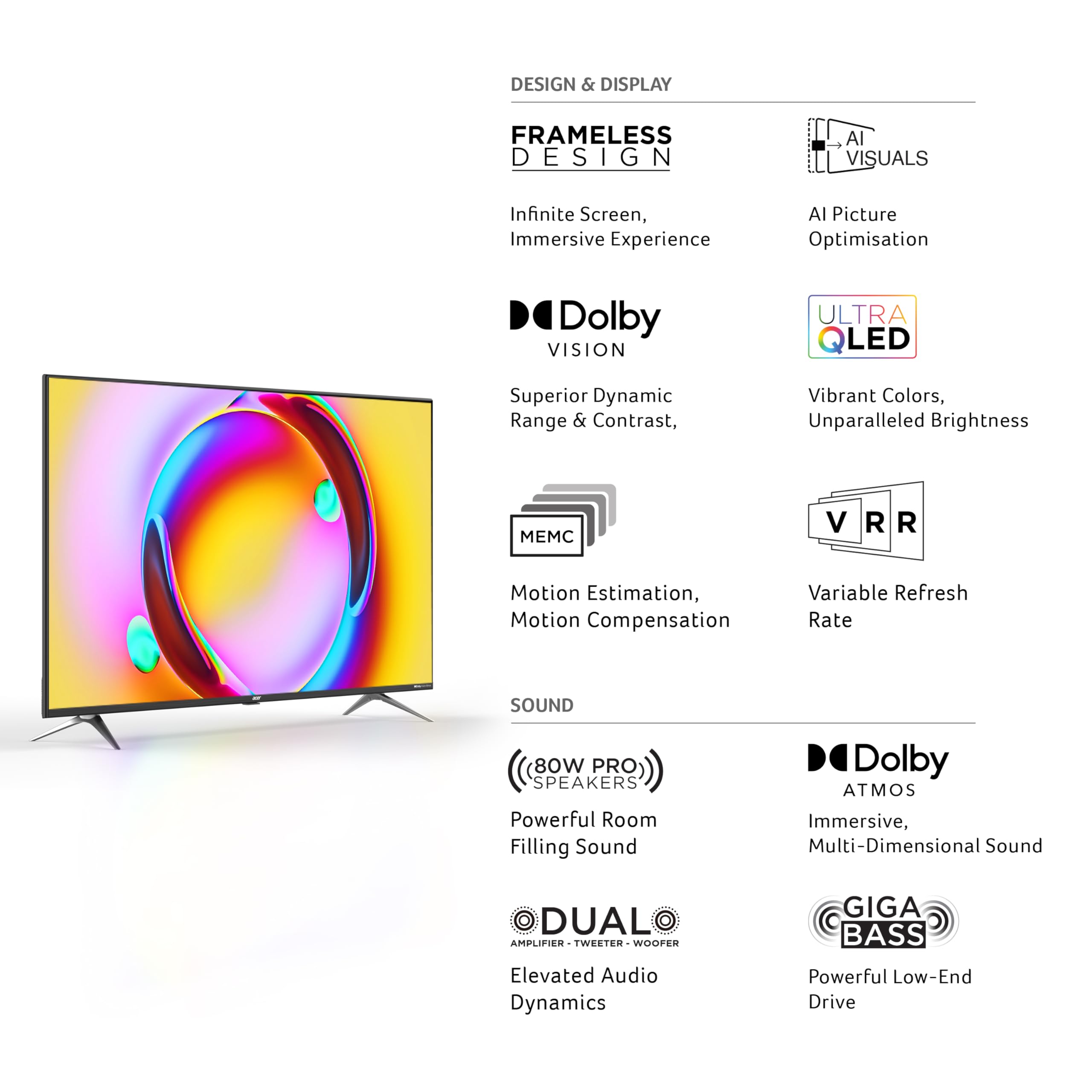 acer 139 cm (55 inches) Super Series 4K Ultra HD Smart QLED Google TV AR55QDXGU2875AT (Black) - Image 10