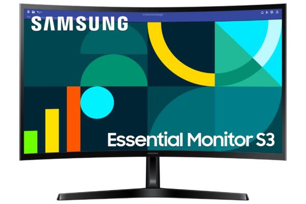 Samsung 27 inch FHD Essential Monitor S3 with 1800R Curved Screen, 100Hz Refresh Rate, Game Mode, Eye Saver Mode, HDMI & D-sub|16.7M Color Support|Flicker Free|Off Timer Plus (LS27D368GAWXXL, Black)
