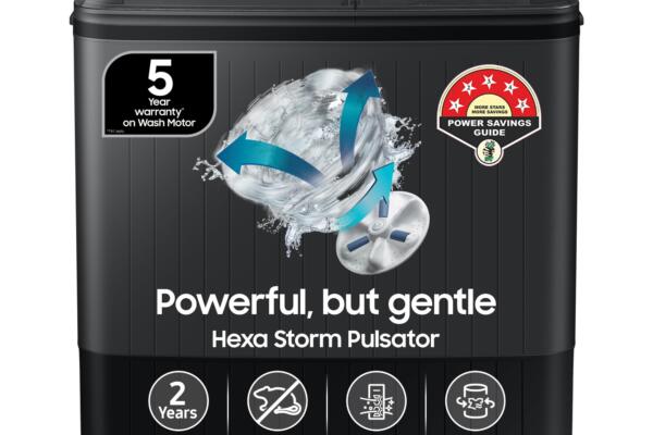 Samsung 9.5 Kg, 5 Star, Semi-Automatic Top Load Washing Machine (WT95A4260GD/TL, Air Turbo Drying, Dark Gray, 5 Year Warranty on Wash Motor)