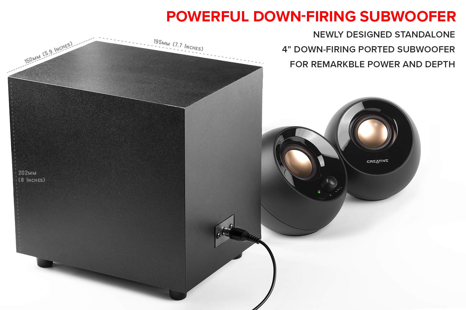 Creative Pebble Plus 2.1 USB-Powered Desktop Speakers with Powerful Down-Firing Subwoofer and Far-Field Drivers, 8W RMS with 16W Peak Power for Computer PCs and Laptops (Black) - Image 12