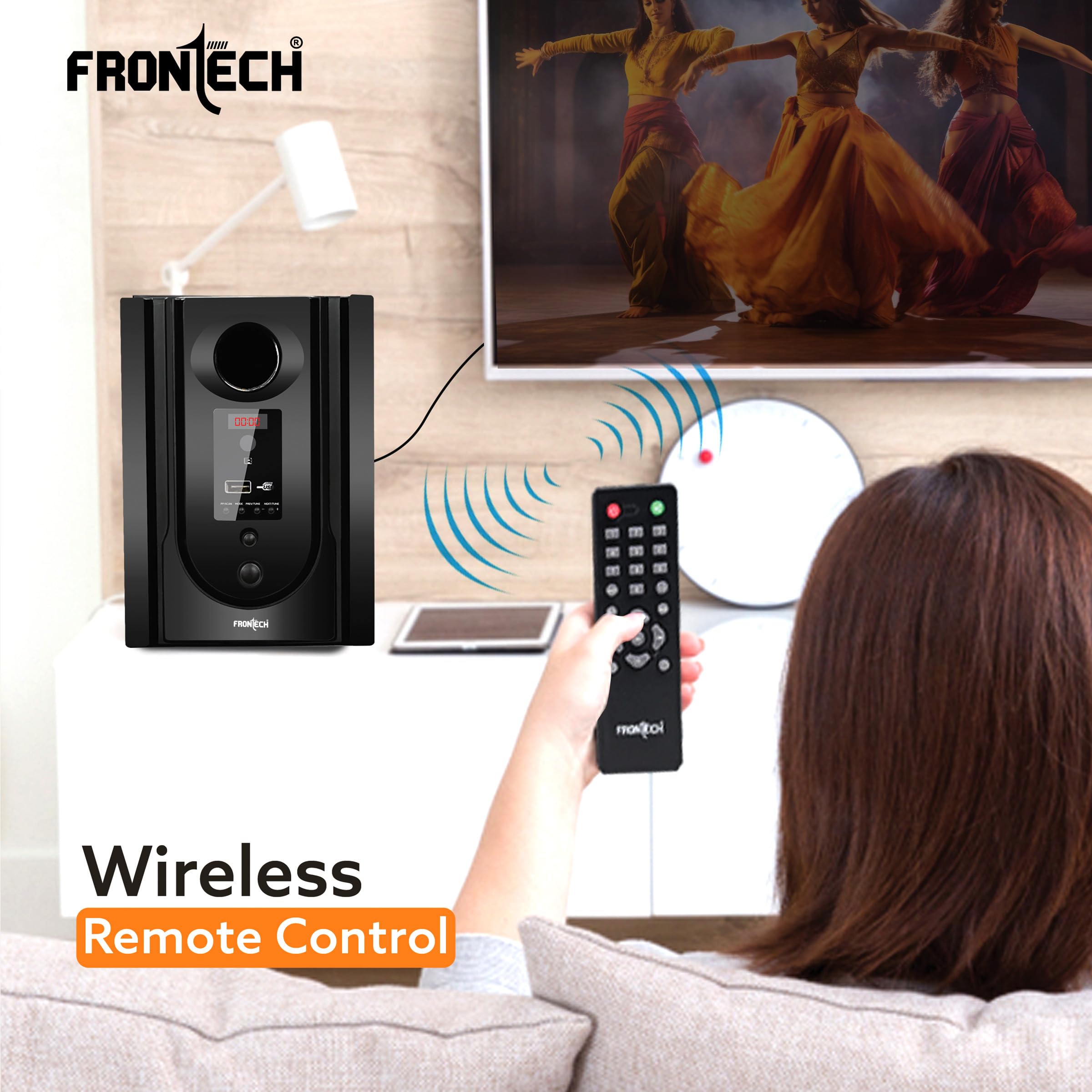 FRONTECH 4.1 Channel Speaker System | Bluetooth 5.0-60W Output, USB|BT|FM Support|LED Display, (3366 - Black) - Image 2